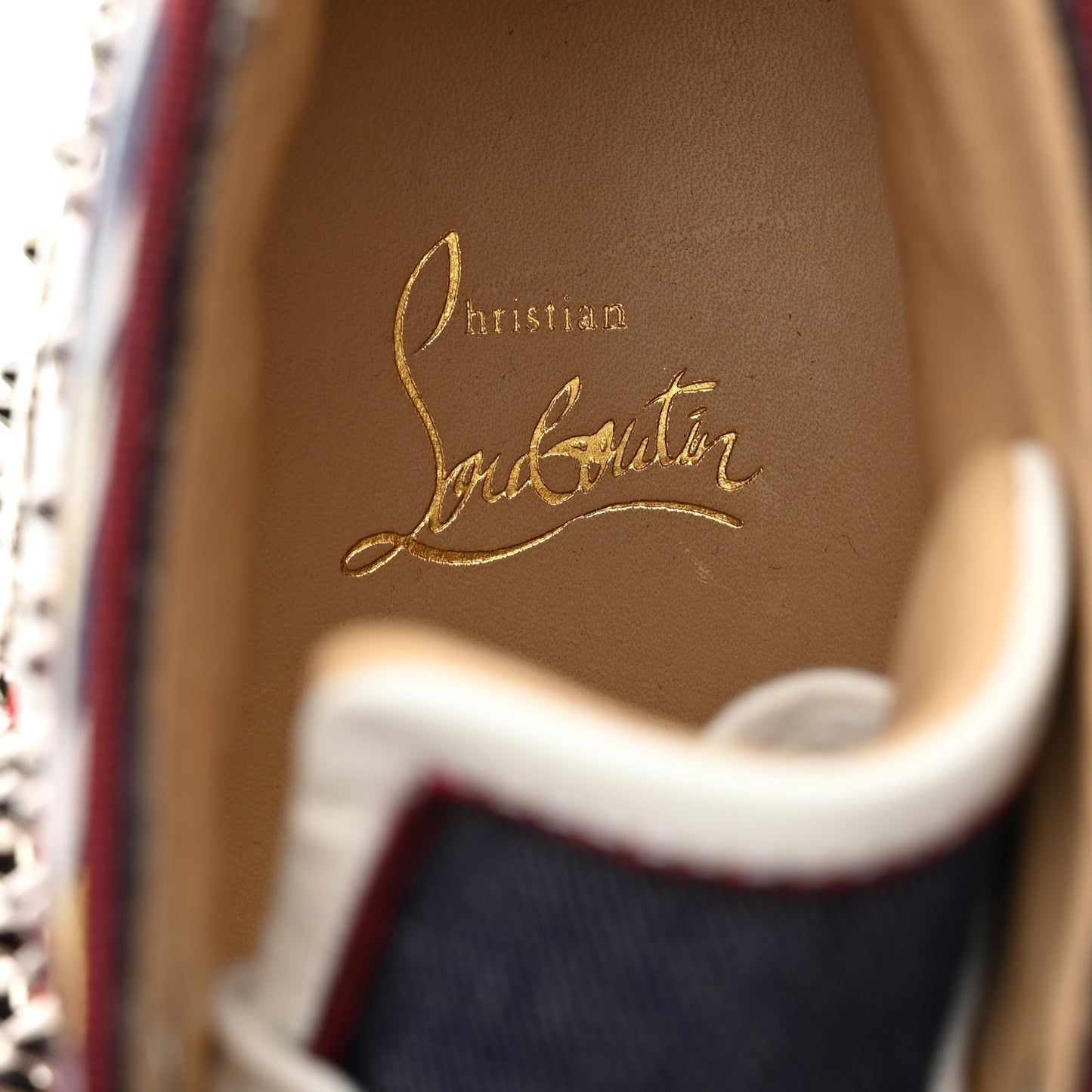 Veau Velours Denim Lou Spikes Flat Sneakers 41 Red