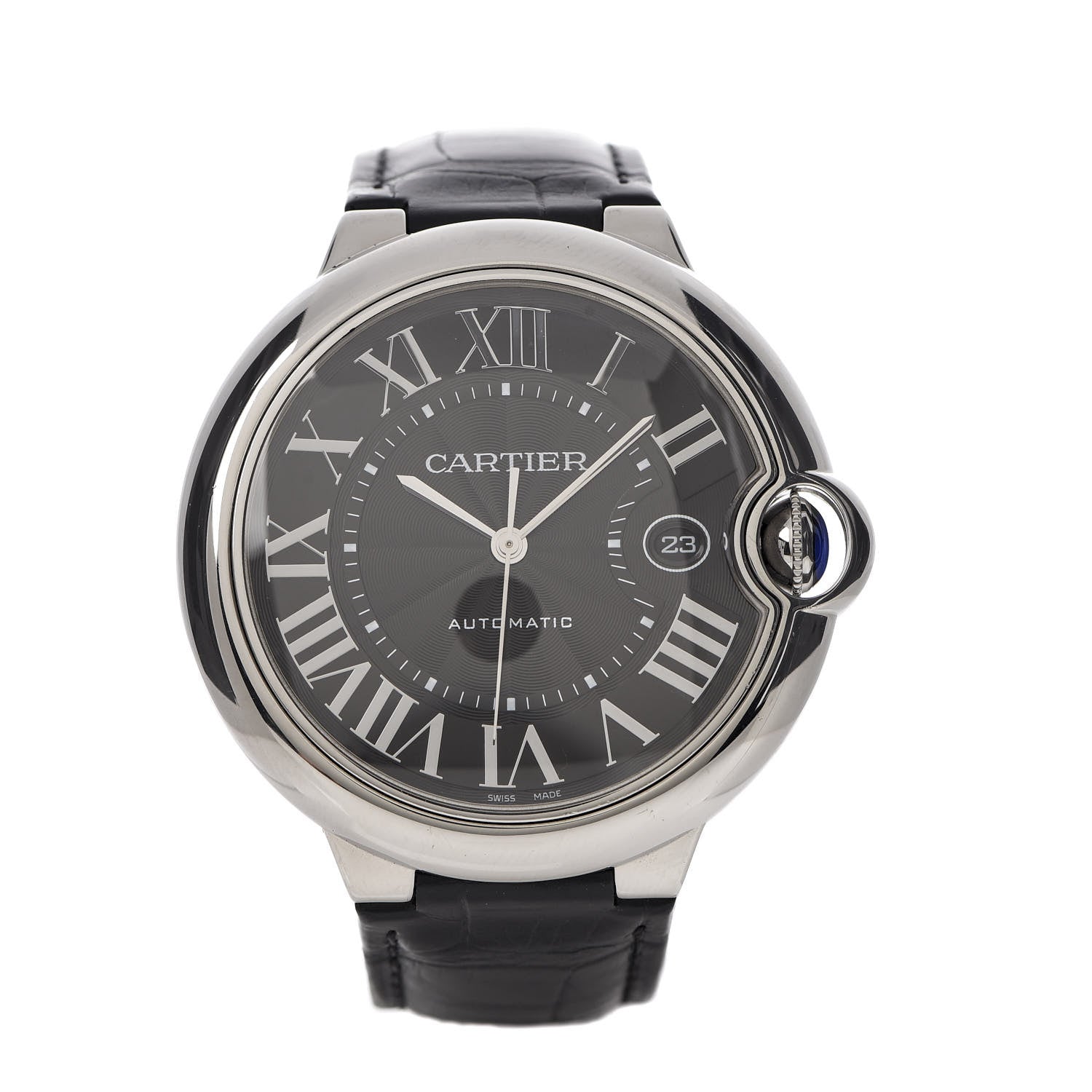 Cartier Stainless Steel Alligator 42mm Ballon Bleu De Automatic Watch Black 1 of 9
