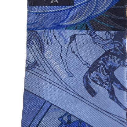 Hermes Silk Cheval Phoenix Twilly Marine Ciel Cobalt 3 of 5