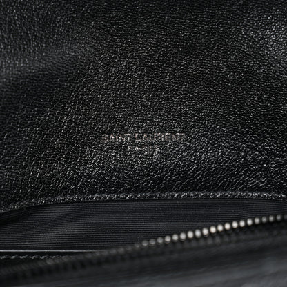 Saint Laurent Sheepskin Matelasse Chevron Monogram Monochrome Medium College Bag Black 7 of 14