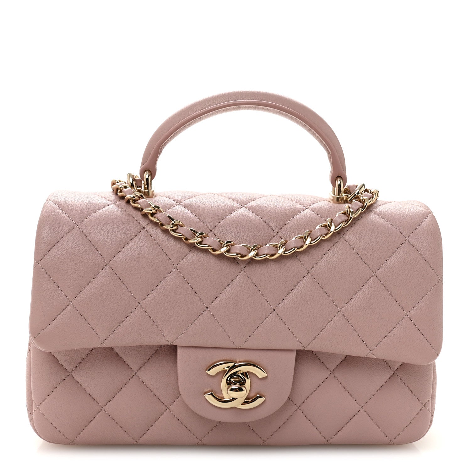 Chanel Lambskin Quilted Mini Top Handle Rectangular Flap Light Pink 1 of 10