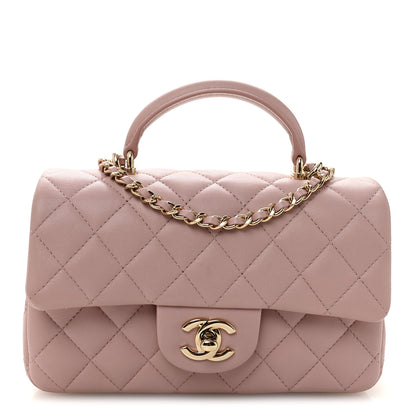 Chanel Lambskin Quilted Mini Top Handle Rectangular Flap Light Pink 1 of 10