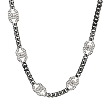 Chanel Ruthenium Crystal Chain CC Choker Silver 1 of 4