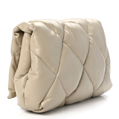 Balenciaga Nappa Calfskin Quilted Touch B Puffy Clutch Light Beige 2 of 10