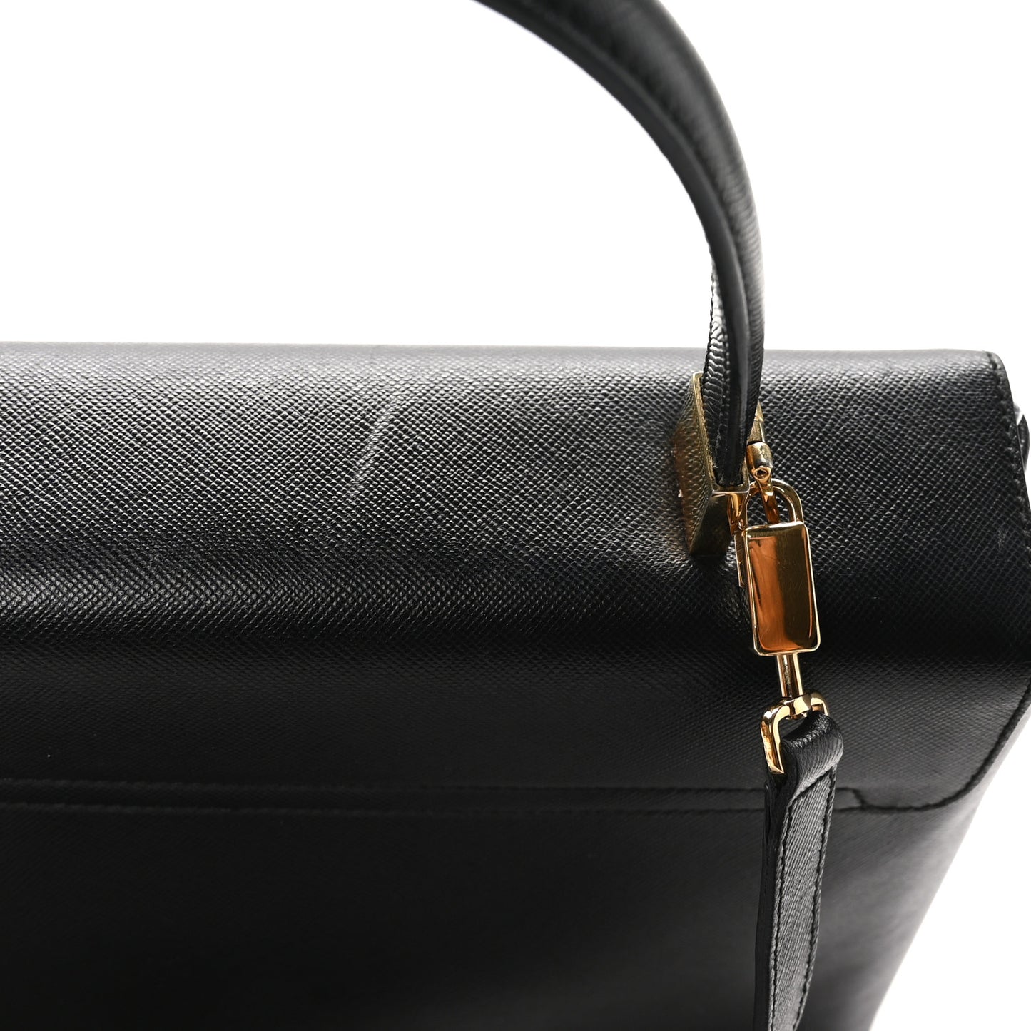 Hammered Calfskin Gancini Top Handle Bag Black