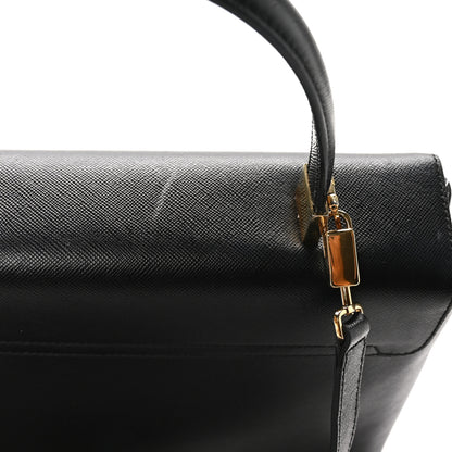 Salvatore Ferragamo Hammered Calfskin Gancini Top Handle Bag Black 10 of 10