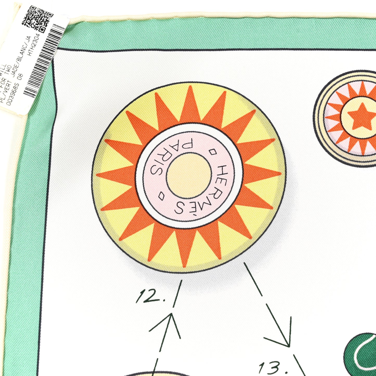 Silk Tea For Two Scarf 90 Vert Jade White