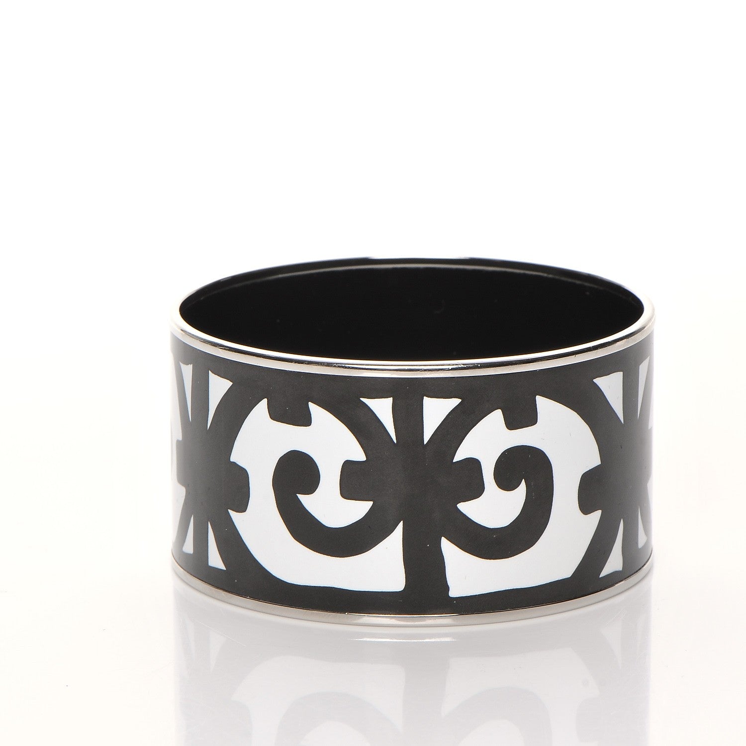 Hermes Enamel Printed Extra Wide Balcons du Guadalquivir Bracelet 70 Black 3 of 5