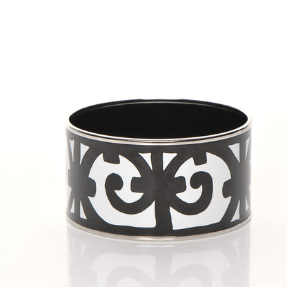 Hermes Enamel Printed Extra Wide Balcons du Guadalquivir Bracelet 70 Black 3 of 5