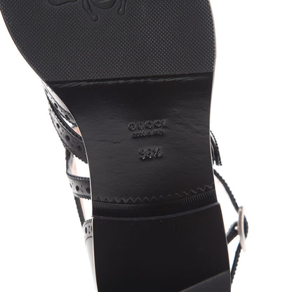 Gucci Calfskin Bee Embroidered Womens Queercore Brogue Wingtip Monk Strap Loafers 36.5 Black 6 of 8