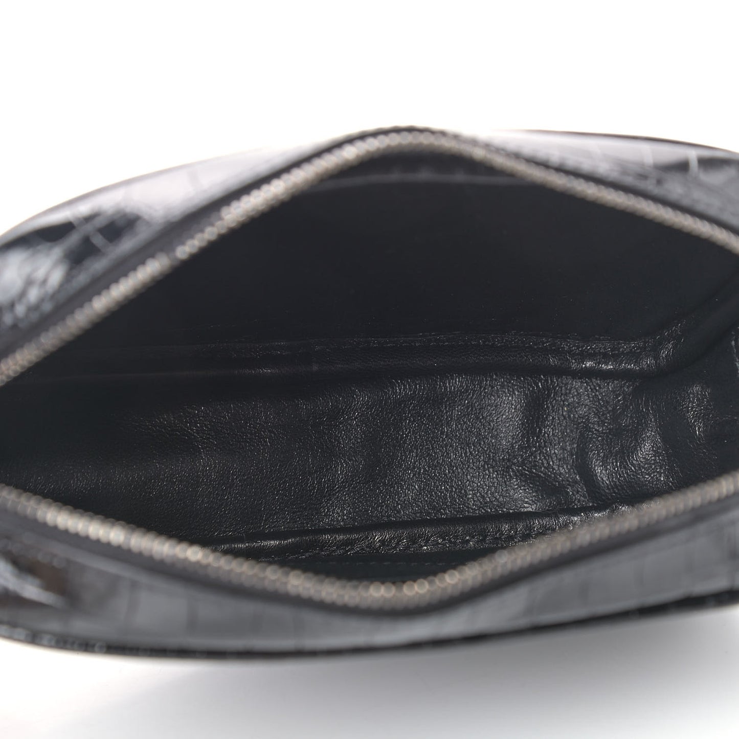 Calfskin Crocodile Embossed Monogram Mini Lou Camera Bag Black