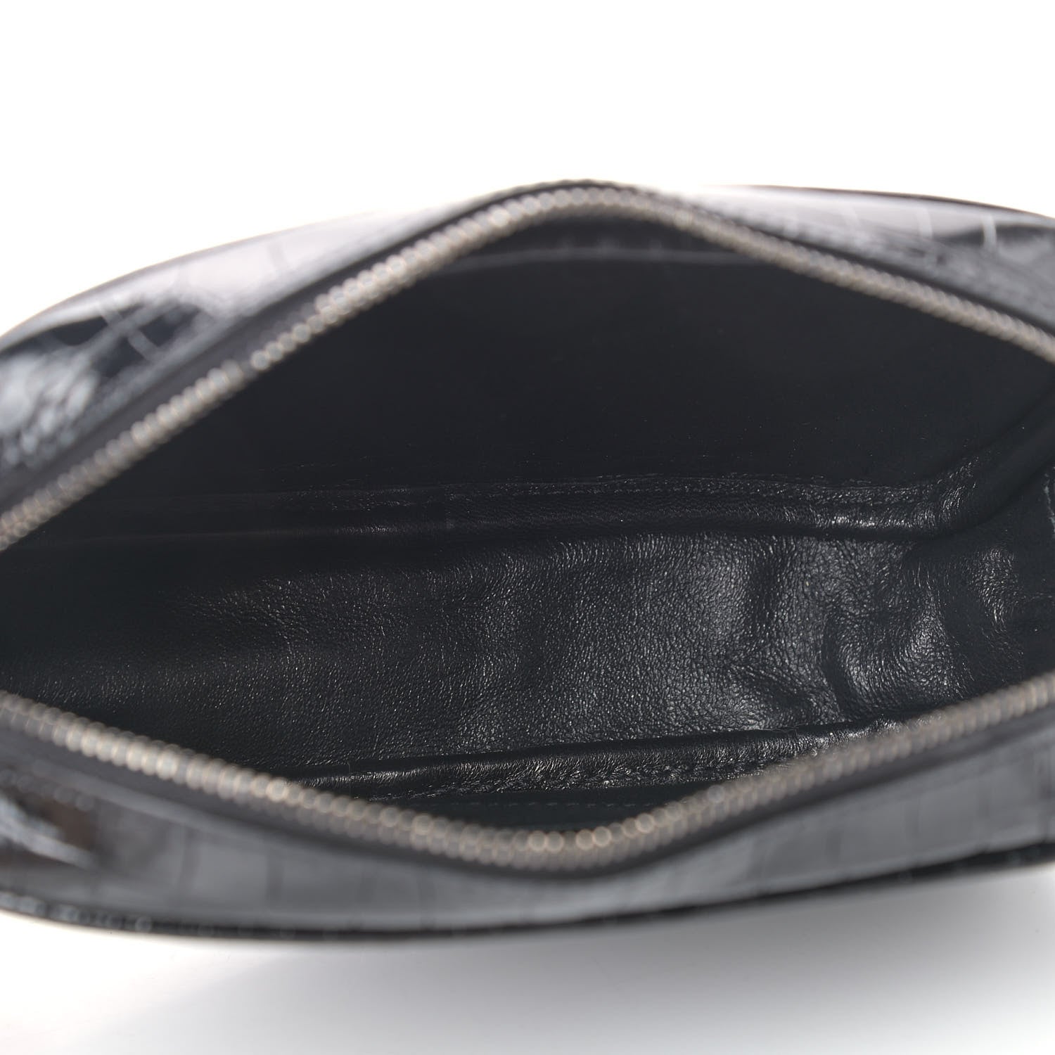 Saint Laurent Calfskin Crocodile Embossed Monogram Mini Lou Camera Bag Black 5 of 9