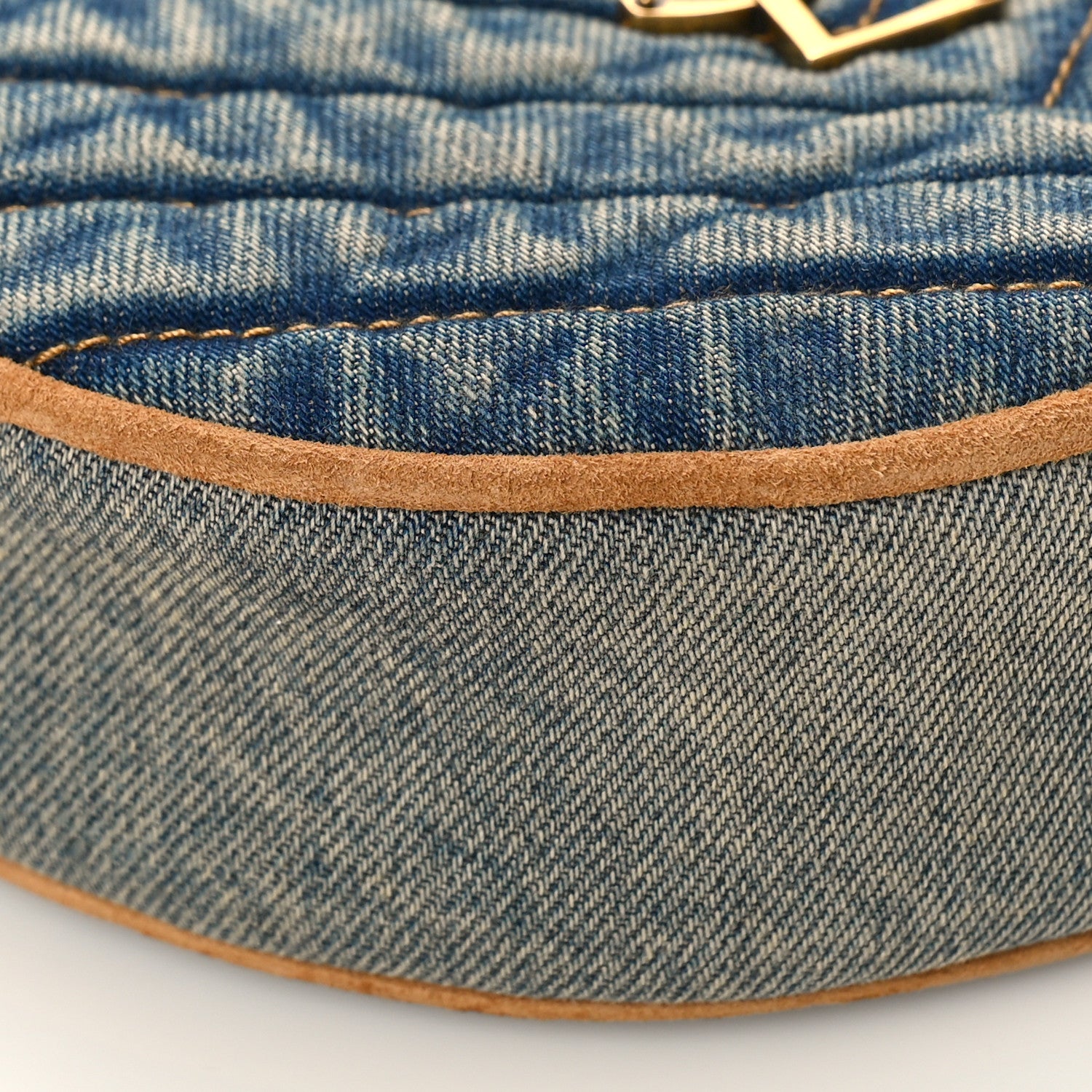 Saint Laurent Denim Quilted Monogram Round Crossbody Bag Rodeo Blue 7 of 8