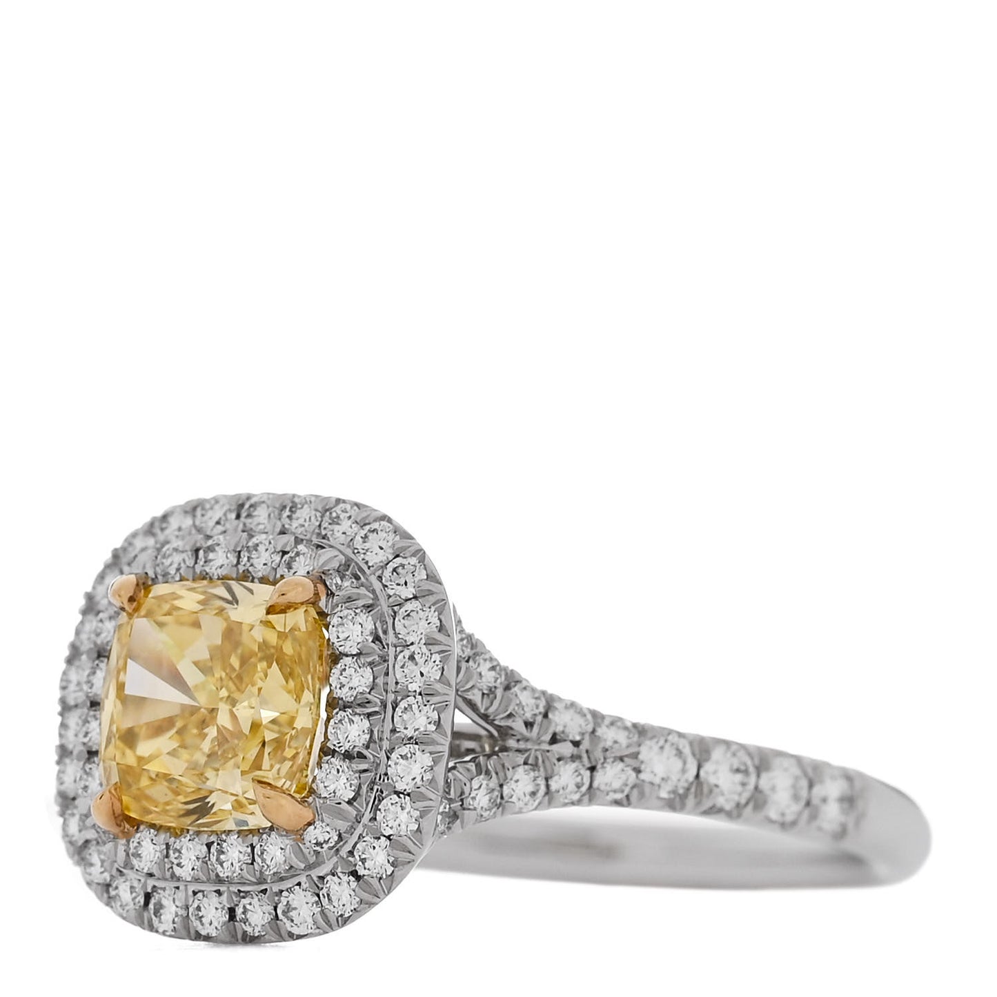 Platinum 18K Yellow Gold Fancy Yellow Diamond 1.14ct Soleste Engagement Ring 52 6