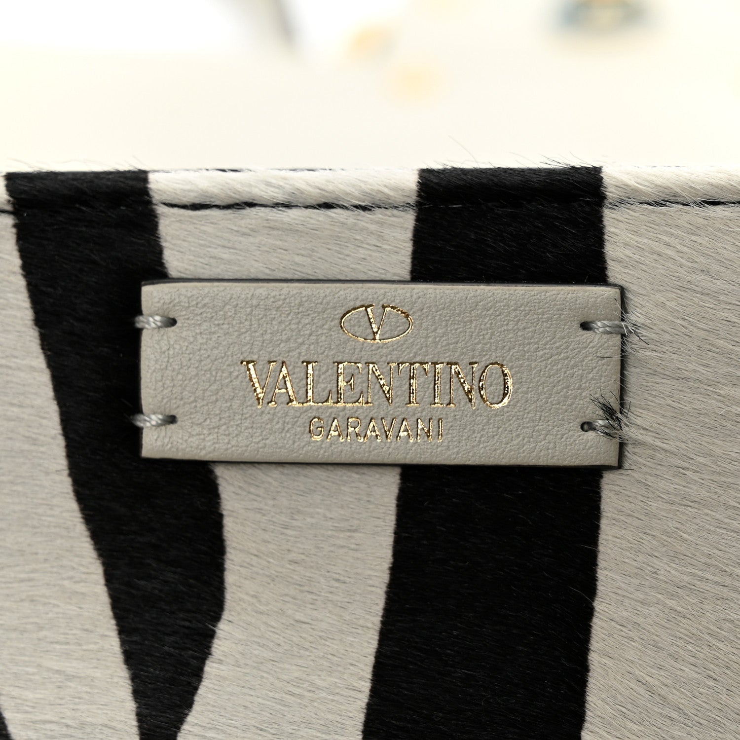 Valentino Garavani Pony Hair Zebra VLogo Stud Sign Shoulder Bag White Black 6 of 11