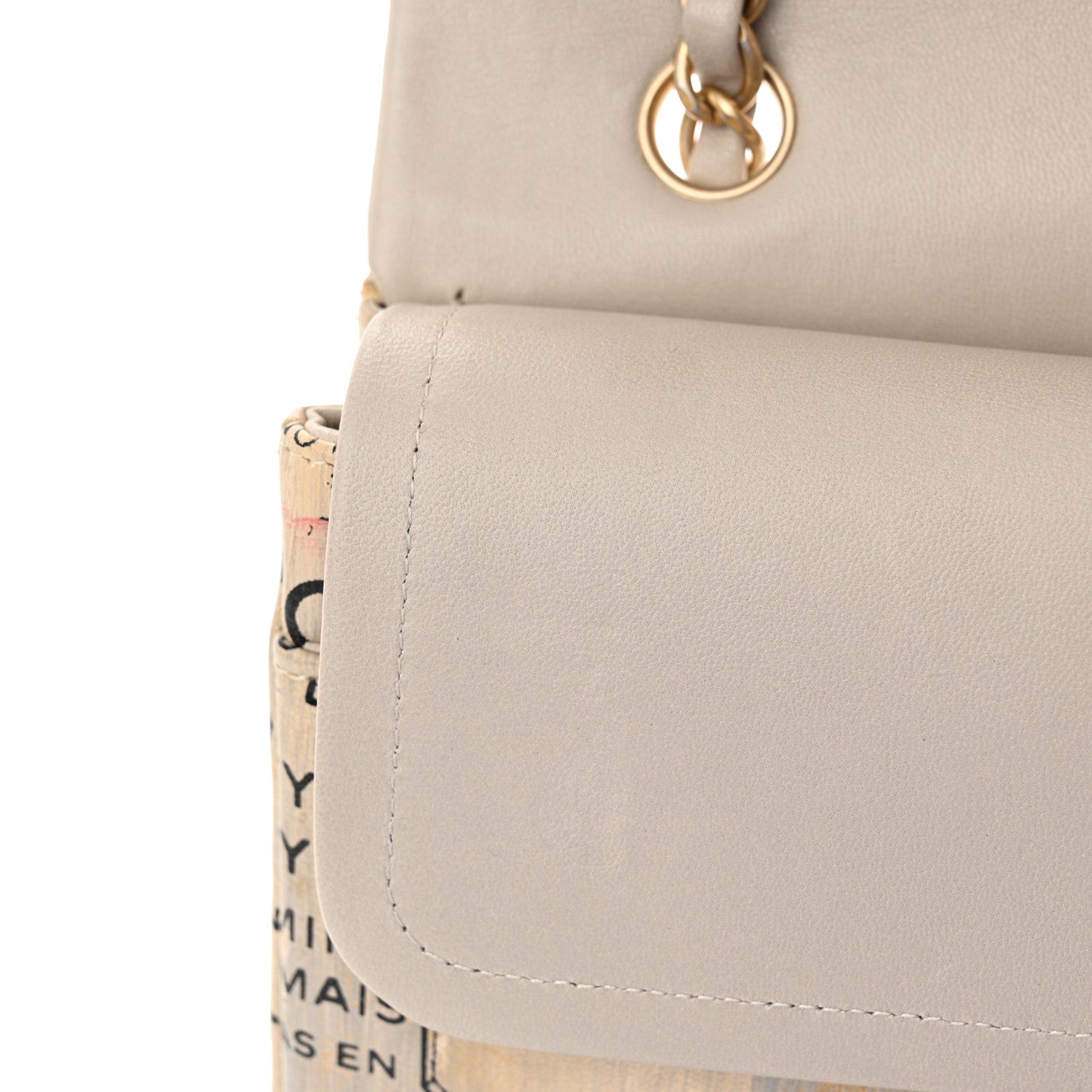 Chanel Lambskin Painted Feministe Newsprint Medium Double Flap Ecru Black 12 of 13