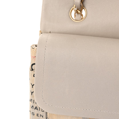 Chanel Lambskin Painted Feministe Newsprint Medium Double Flap Ecru Black 12 of 13