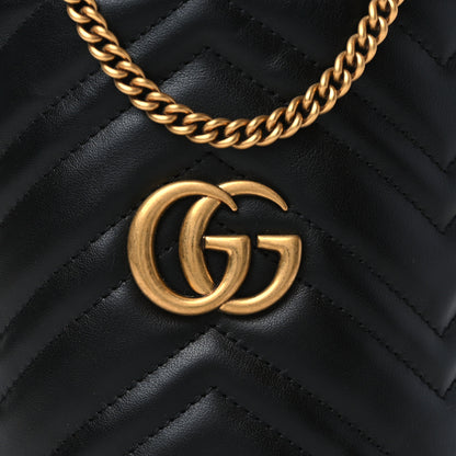 Gucci Calfskin Matelasse Mini GG Marmont 2.0 Bucket Bag Black 8 of 11