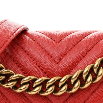 Chanel Caviar Chevron Quilted Braided Medium Boy Flap Red 8 of 10