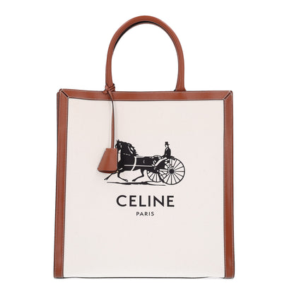 Celine Canvas Calfskin Sulky Print Large Vertical Cabas Natural Tan 1 of 11