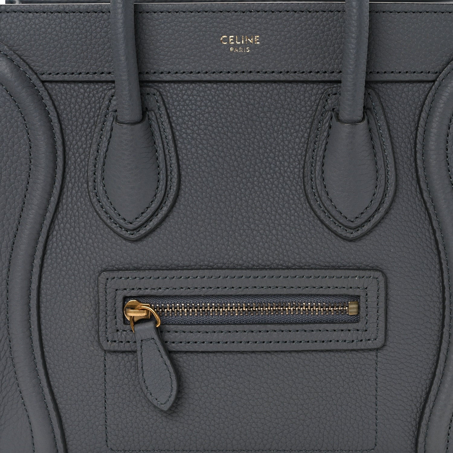 Celine Drummed Calfskin Nano Luggage Kohl 9 of 13