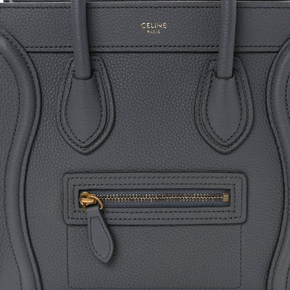 Celine Drummed Calfskin Nano Luggage Kohl 9 of 13