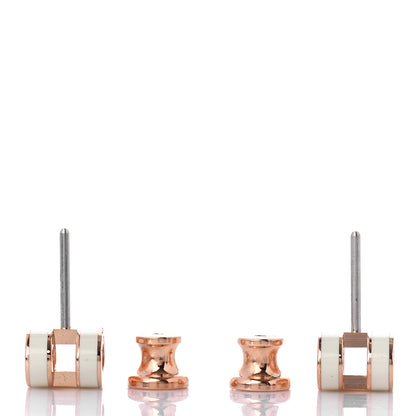 Hermes Rose Gold Lacquered Mini Pop H Earrings White 3 of 4