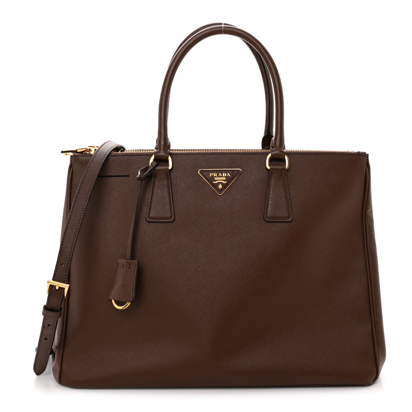 Saffiano Lux Large Galleria Double Zip Tote Cacao