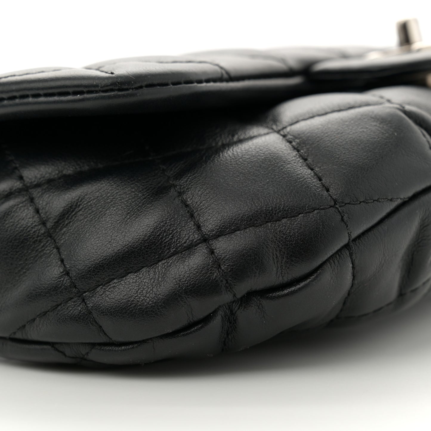 Calfskin Quilted CC Uniform Flap Belt Bag Black