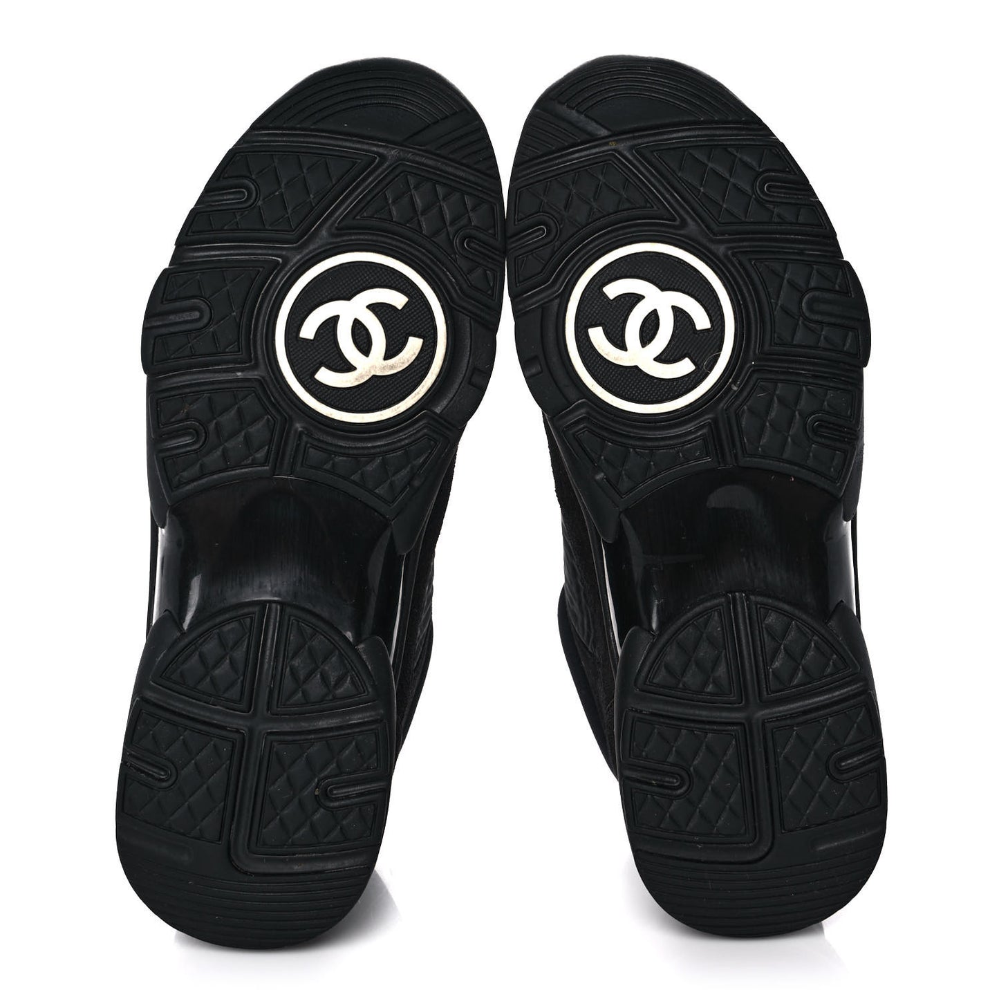 Fabric Calfskin Suede CC Sneakers 38 Black