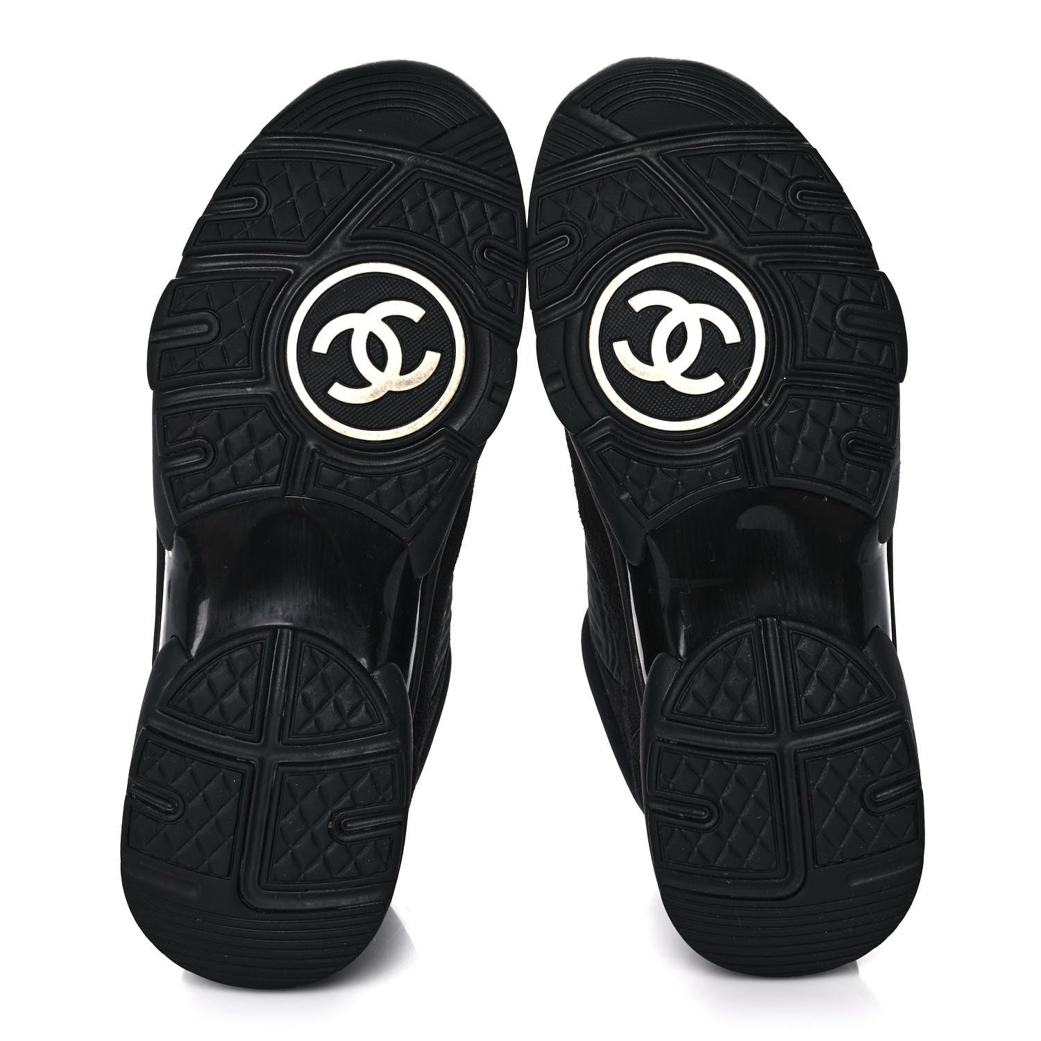 Chanel Fabric Calfskin Suede CC Sneakers 38 Black 5 of 8