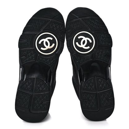 Chanel Fabric Calfskin Suede CC Sneakers 38 Black 5 of 8