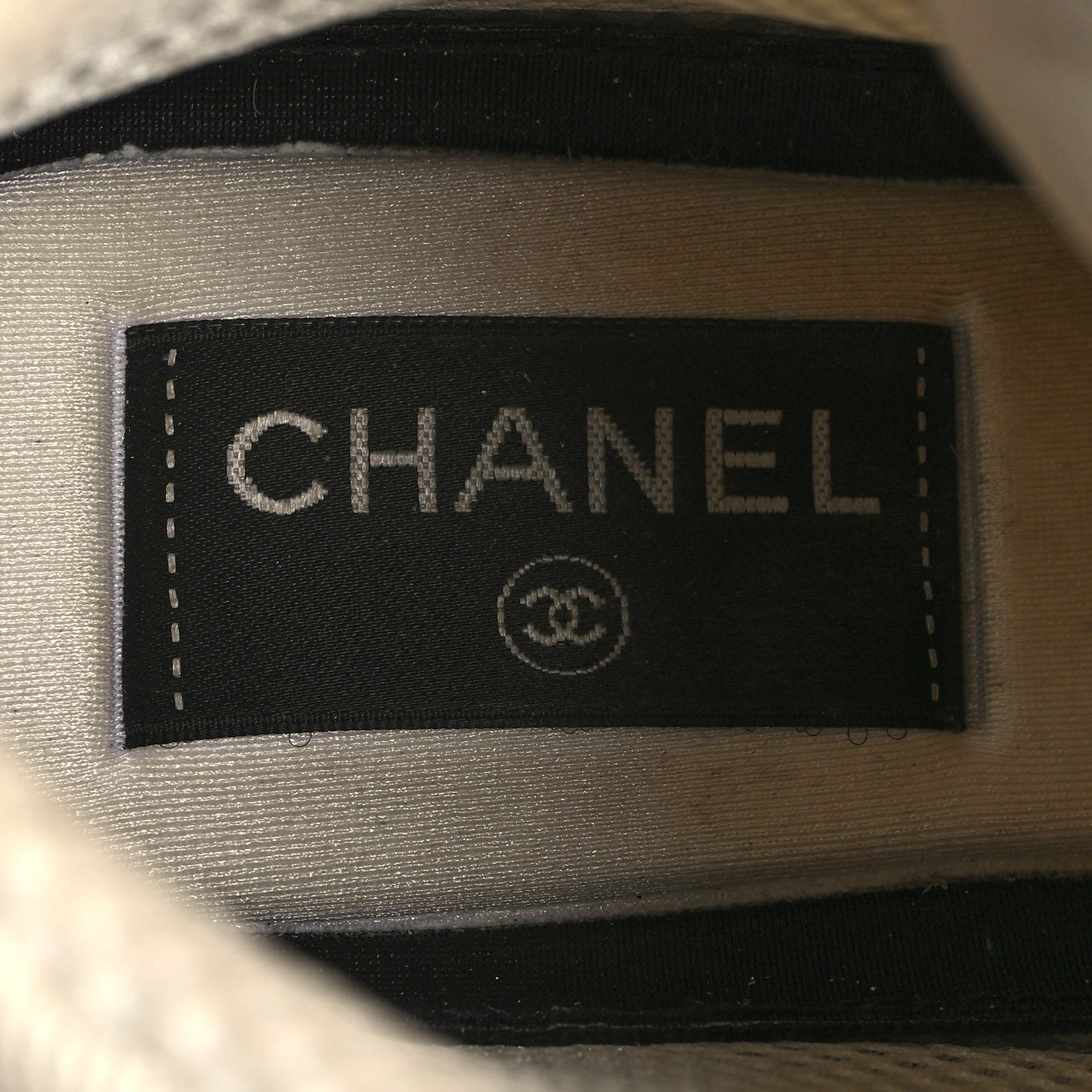 Chanel Suede Fabric Grained Calfskin Womens CC High Top Sneakers 37 White 7 of 11