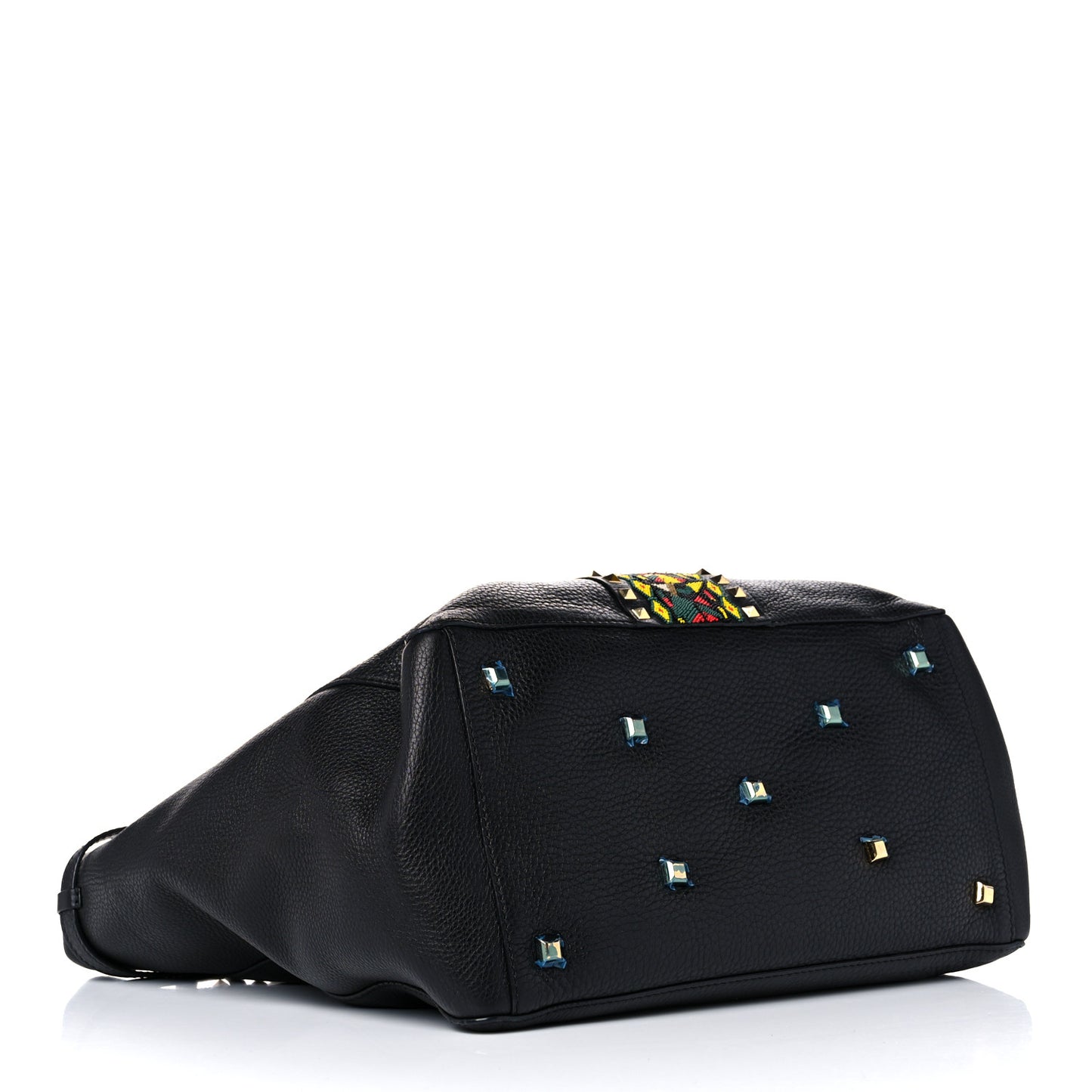Grained Calfskin Jamaica Beaded My Rockstud Tote Black