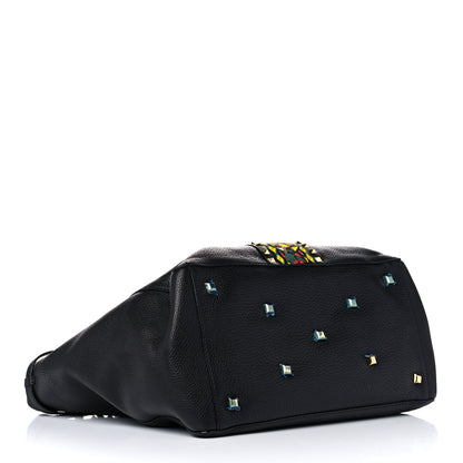 Valentino Garavani Grained Calfskin Jamaica Beaded My Rockstud Tote Black 4 of 15
