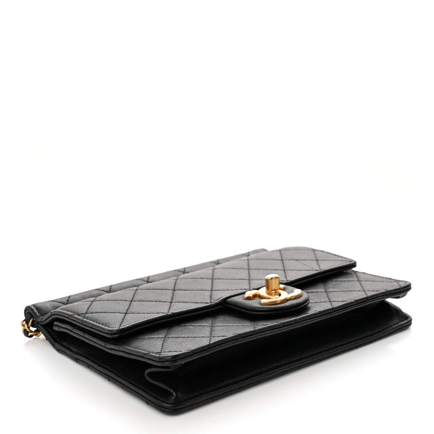 Chanel Lambskin Quilted Large Pearl Chain Flap Bag Black 4 of 13