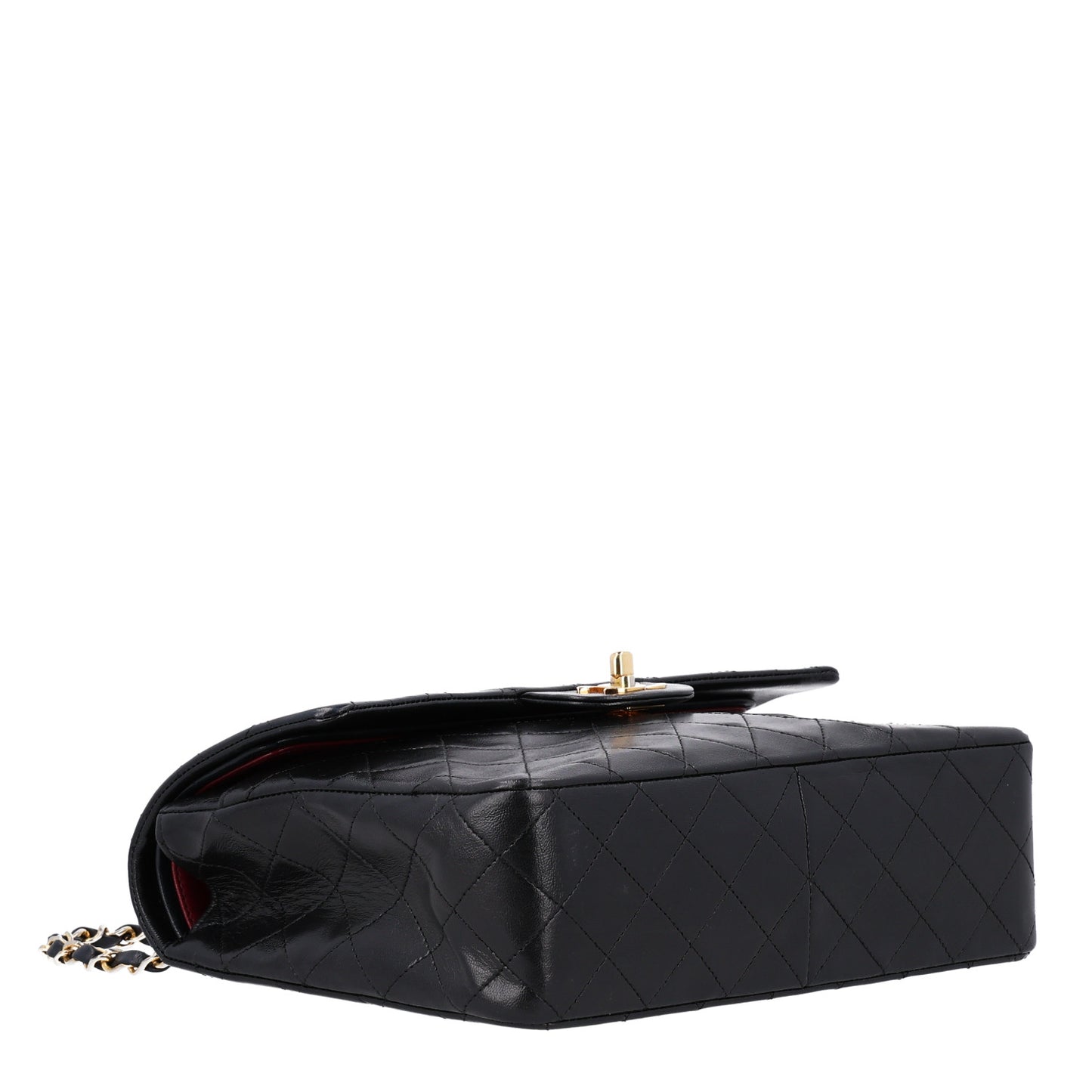 Lambskin Quilted Medium Double Flap Black