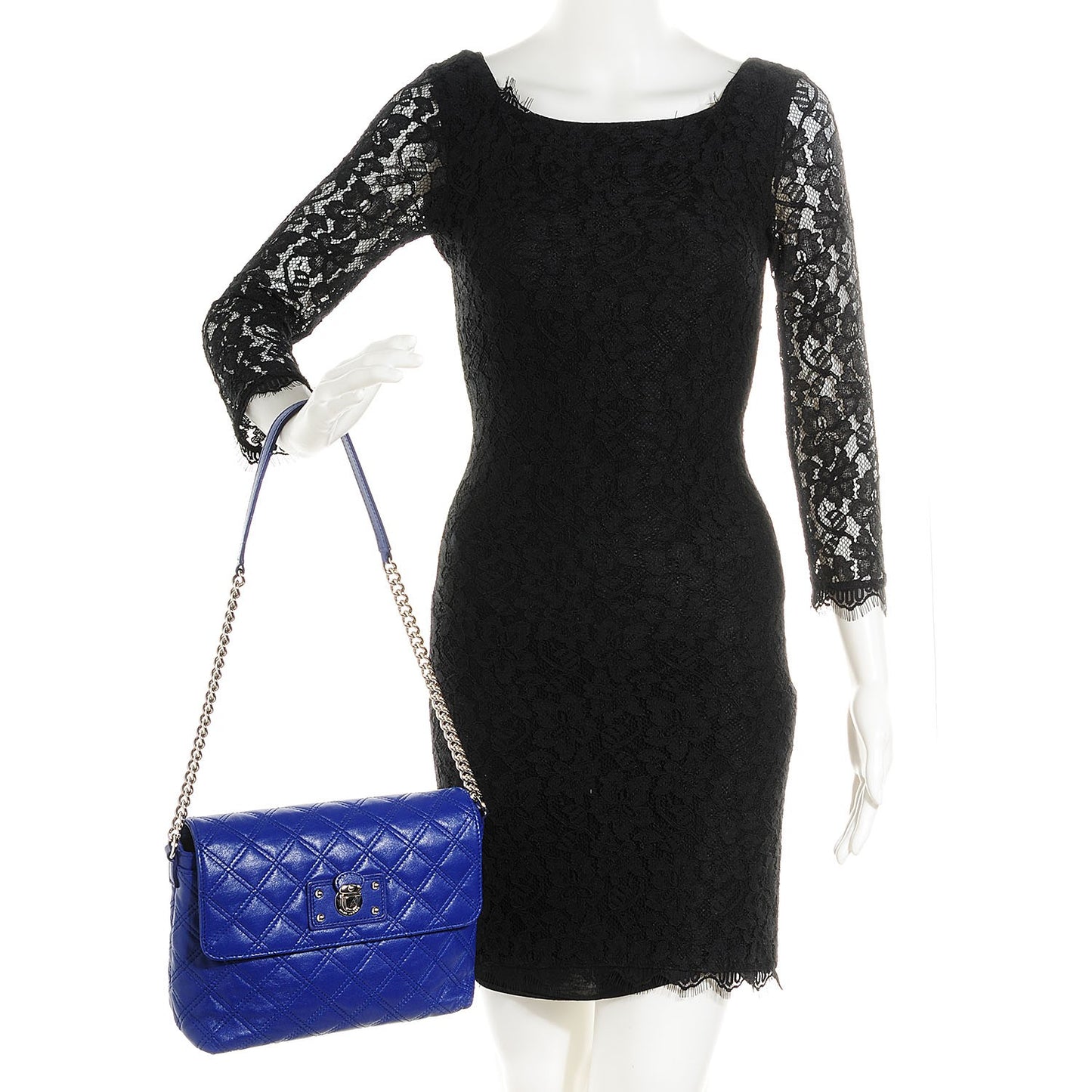 Lambskin Quilted The Large Single Flap Bright Blue