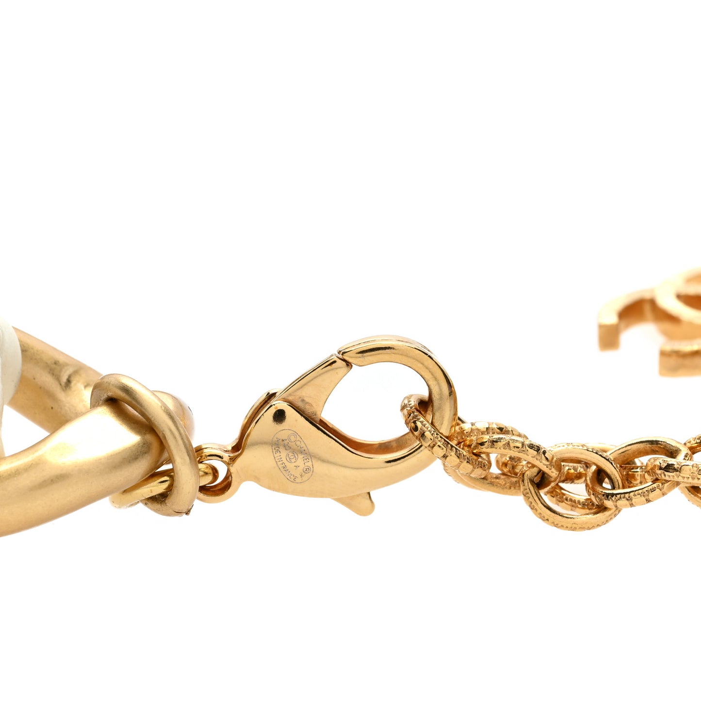 Calfskin Crystal Pearl Chain Camellia Belt White Gold