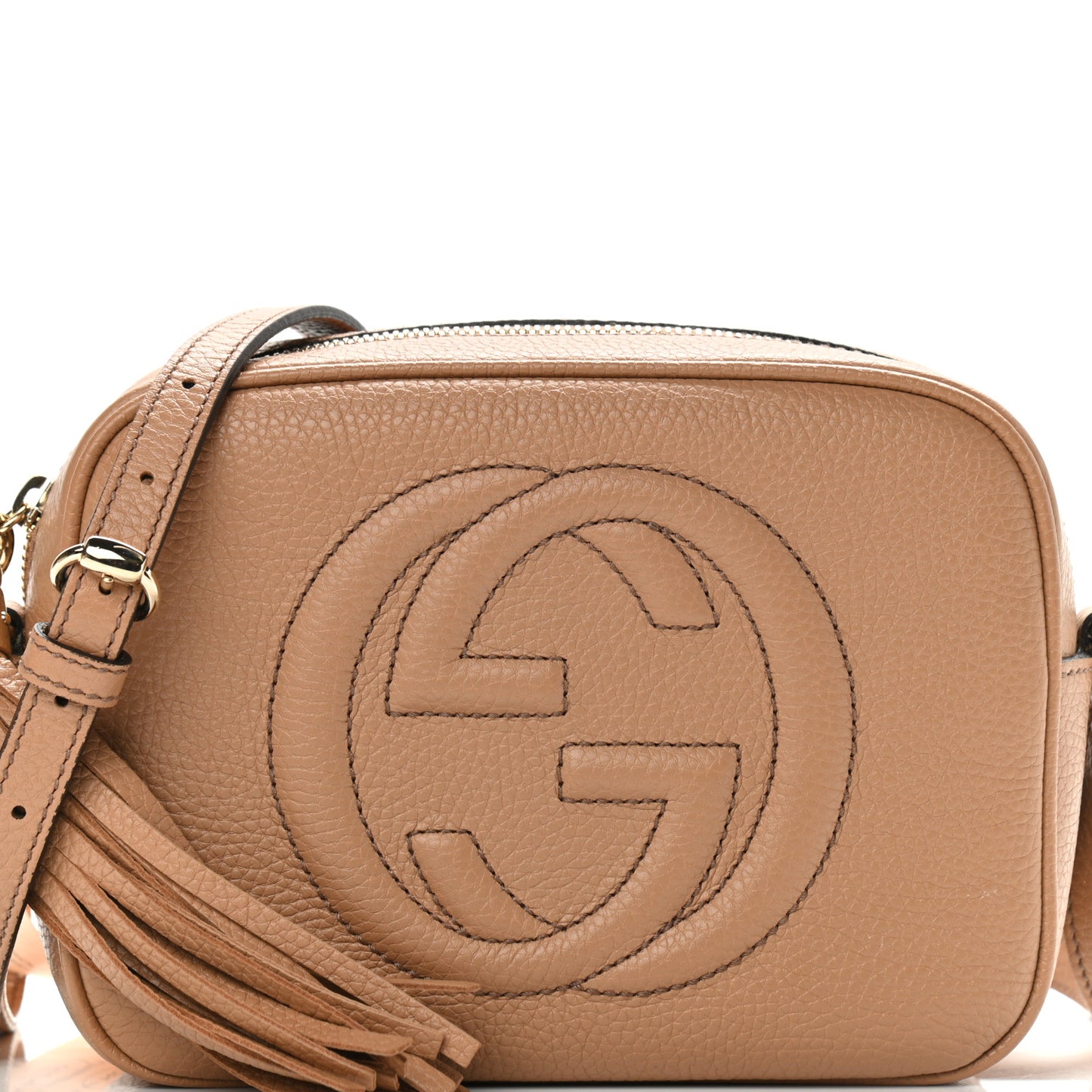 Pebbled Calfskin Small Soho Disco Bag Camelia