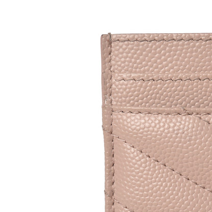 Saint Laurent Grain De Poudre Matelasse Chevron Monogram Credit Card Case Pale Blush 9 of 9