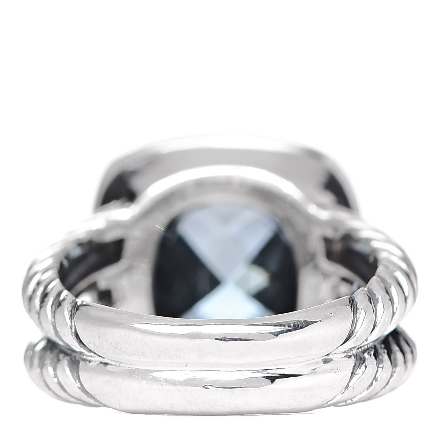 David Yurman Sterling Silver Diamond Blue Topaz 11mm Albion Ring 54 7 3 of 5