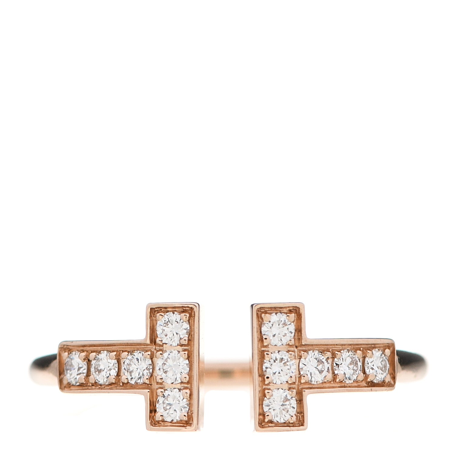 Tiffany 18K Rose Gold Diamond T Wire Ring 47 4.25 1 of 5