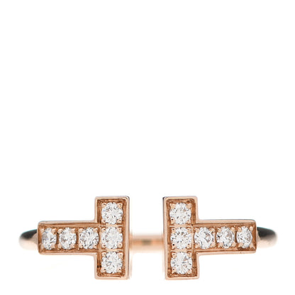 Tiffany 18K Rose Gold Diamond T Wire Ring 47 4.25 1 of 5