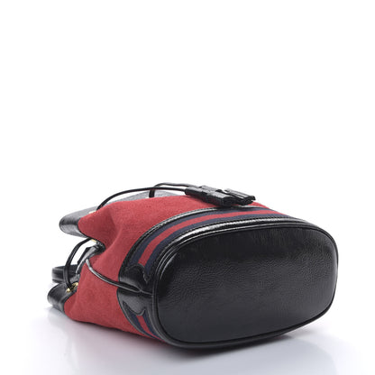 Gucci Suede Patent Web Small Ophidia Bucket Bag Hibiscus Red Black 3 of 9