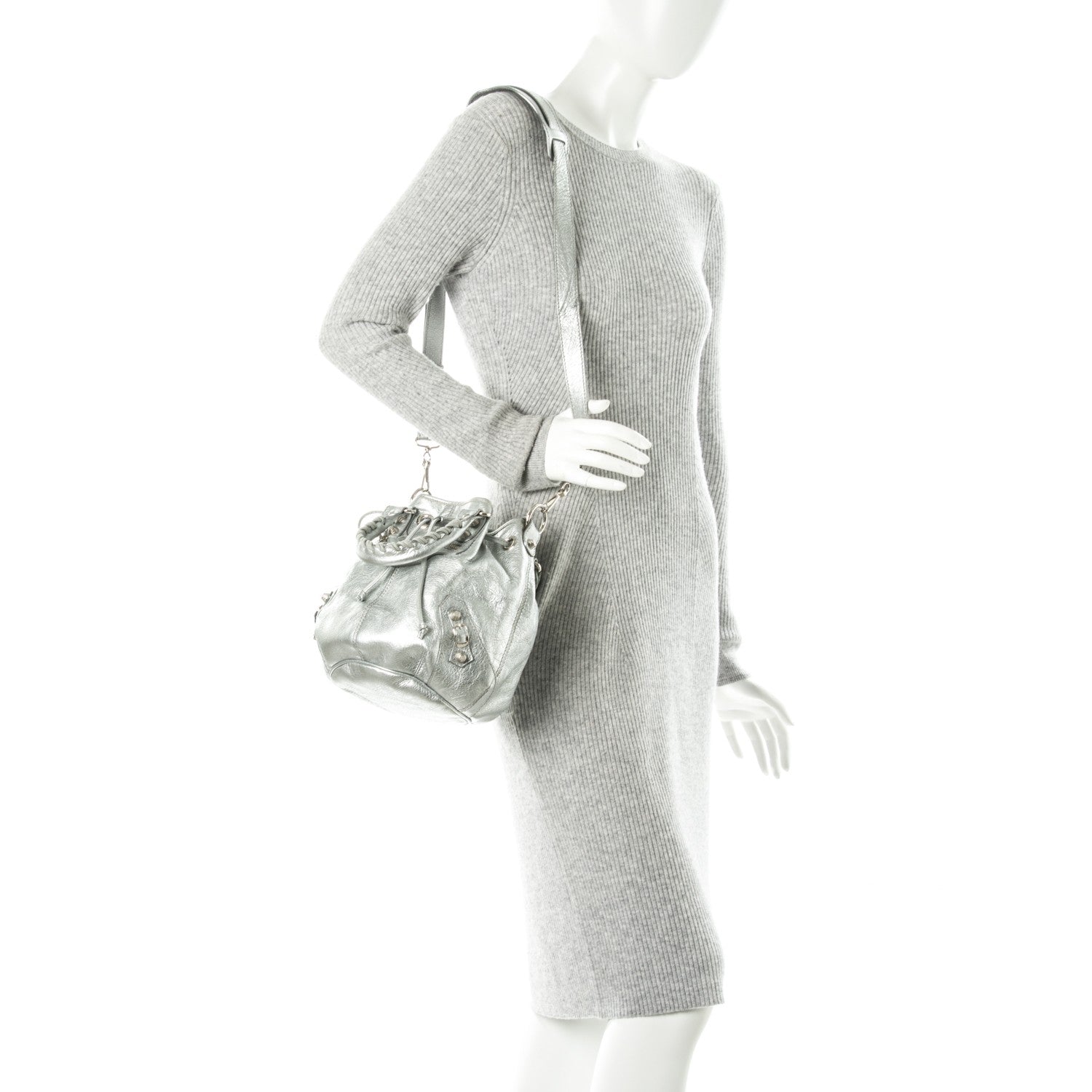 Balenciaga Agneau Giant 12 Silver Hardware Mini Pompon Gris Aluminum 2 of 8