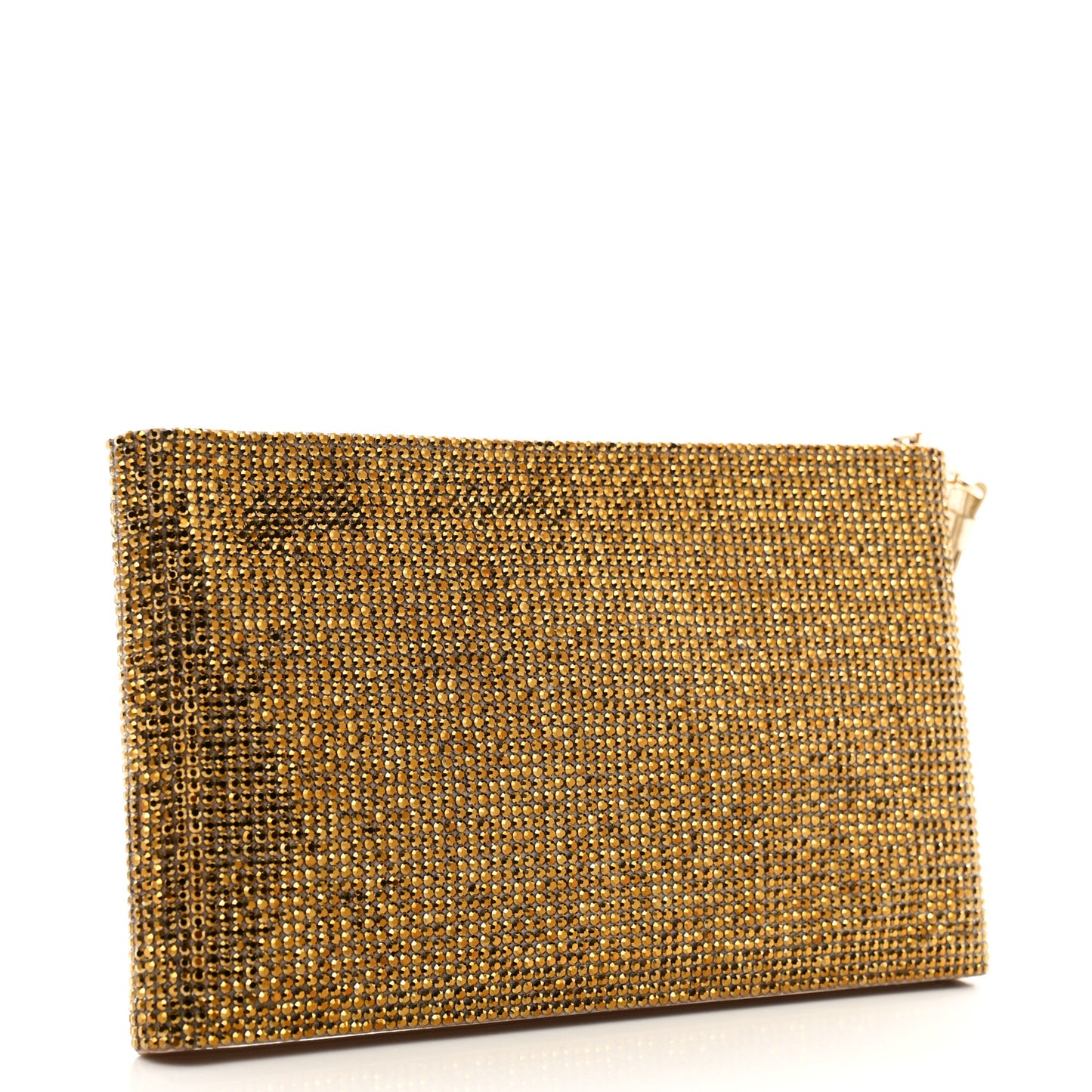 Satin Swarovski Crystal Wristlet Pouch Gold