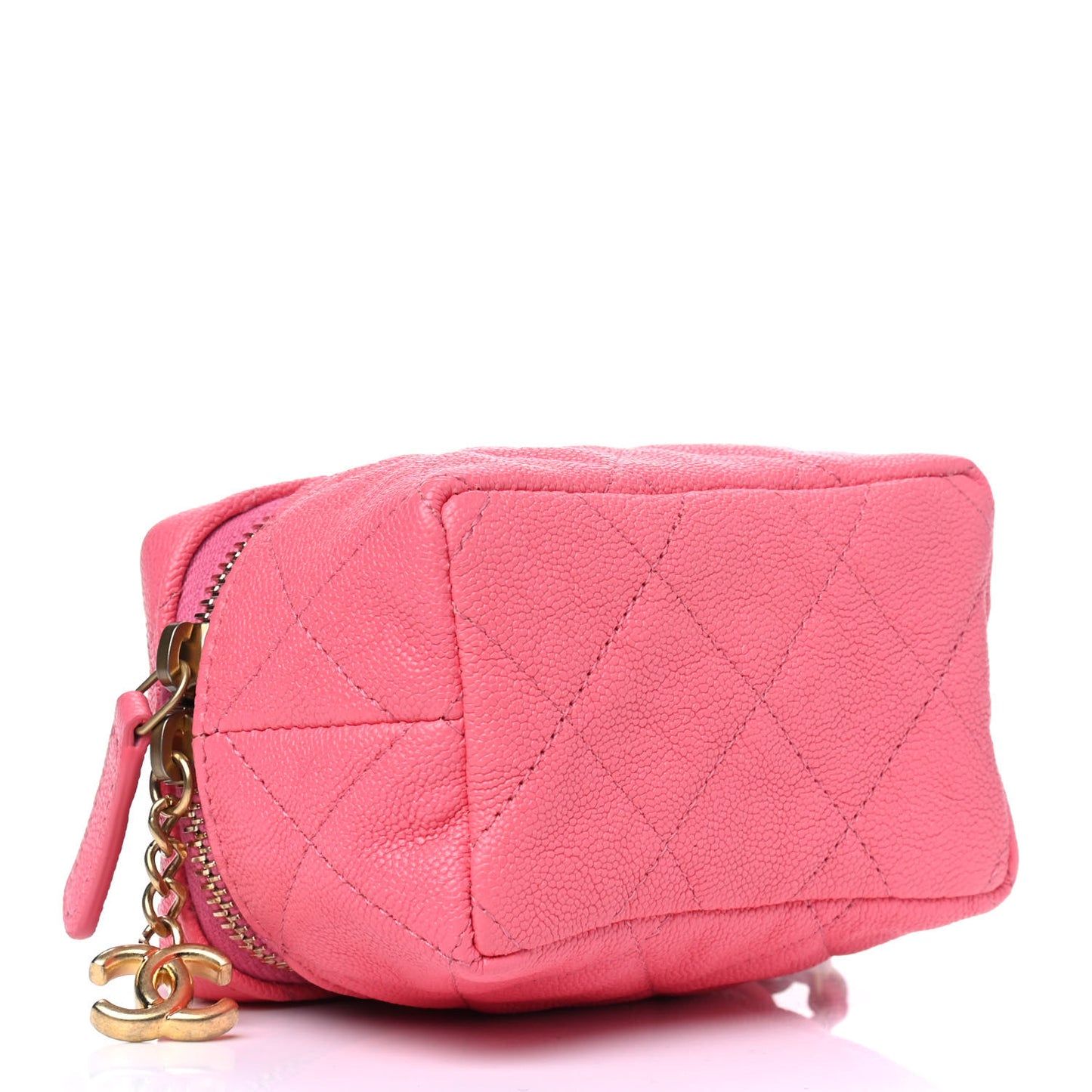 Caviar Quilted Mini Top Handle Vanity With Chain Pink