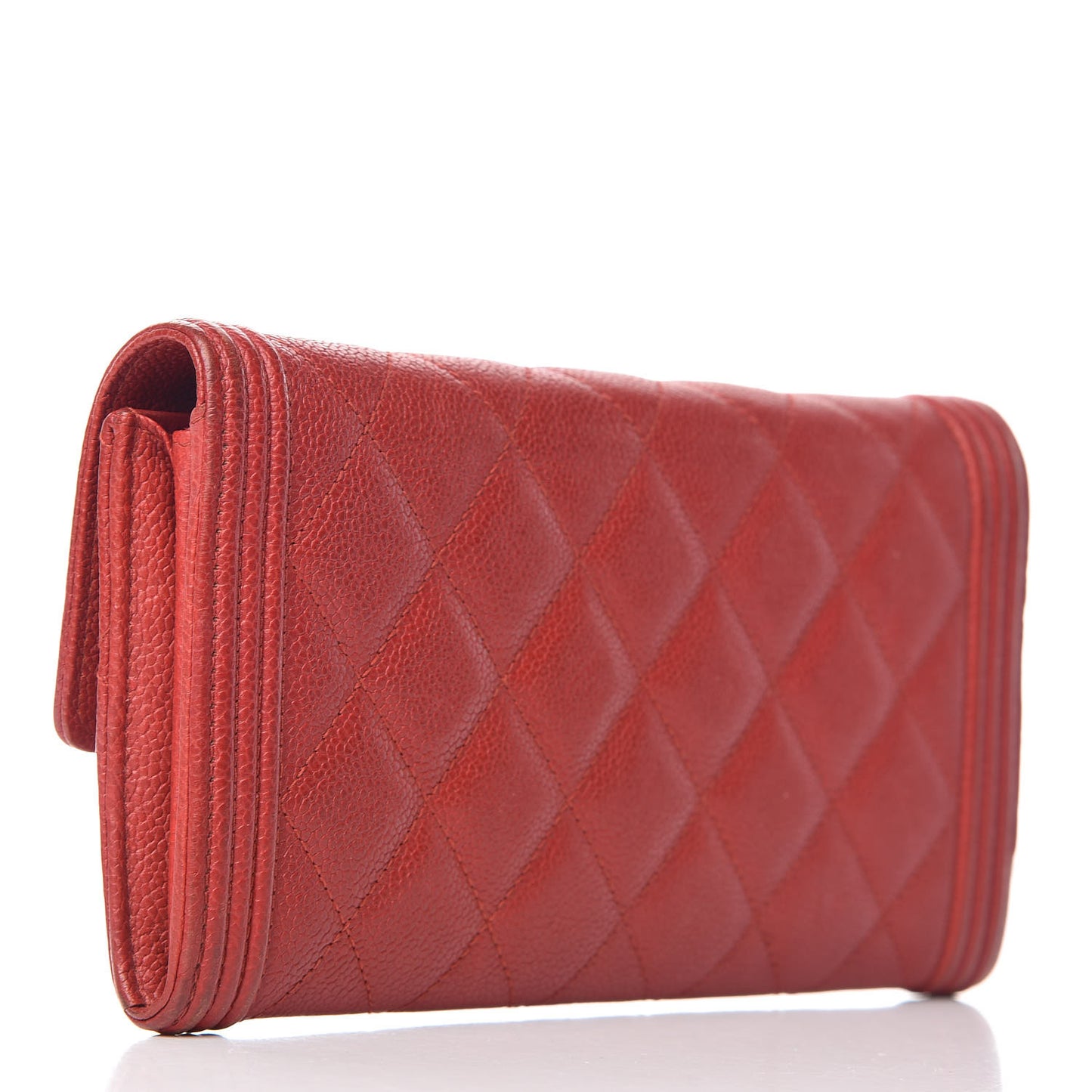 Caviar Quilted Boy Flap Wallet Red
