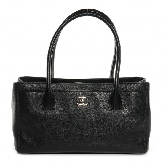 Calfskin Small Cerf Shopper Tote Black